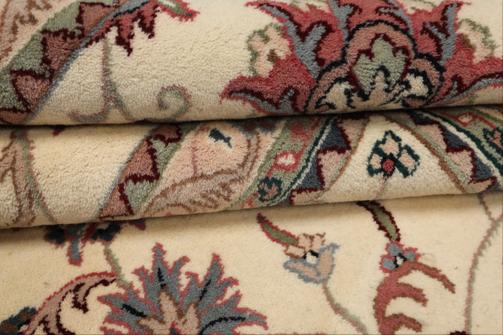 12x15 Ivory, Rose, Sage Color Hand Knotted Kashan wool Traditional Oriental Rug