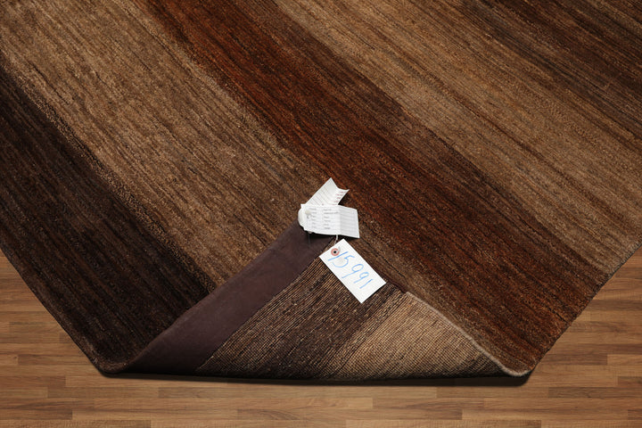 Celeste Rugs 8x10 Hand Knotted 100% Wool Gabbeh Design Oriental Area Rug Ombre Brown & Chocolate Modern Contemporary Style