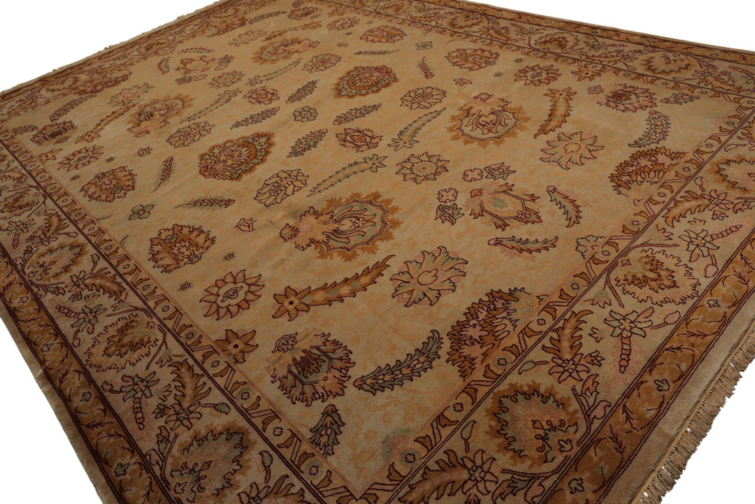 9x12 Beige, Celadon, Blush Color Hand Knotted Oushak New Zealand Wool Traditional Oriental Rug