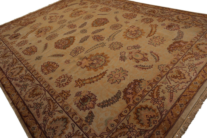 9x12 Beige, Celadon, Blush Color Hand Knotted Oushak New Zealand Wool Traditional Oriental Rug
