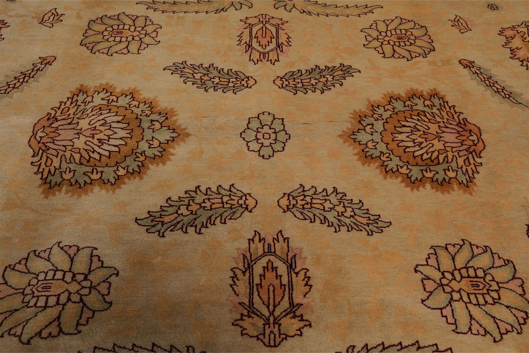 9x12 Beige, Celadon, Blush Color Hand Knotted Oushak New Zealand Wool Traditional Oriental Rug