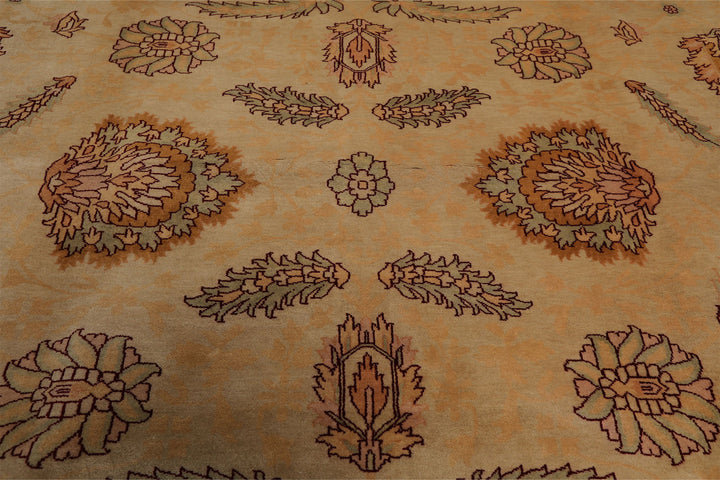 9x12 Beige, Celadon, Blush Color Hand Knotted Oushak New Zealand Wool Traditional Oriental Rug