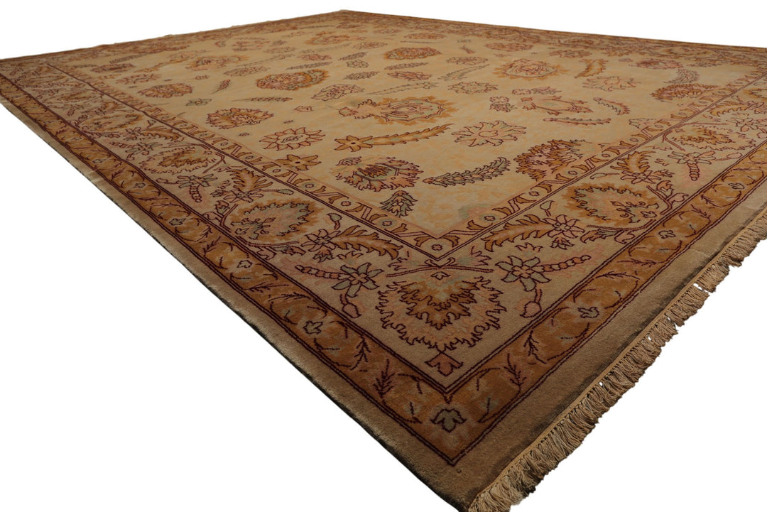 9x12 Beige, Celadon, Blush Color Hand Knotted Oushak New Zealand Wool Traditional Oriental Rug