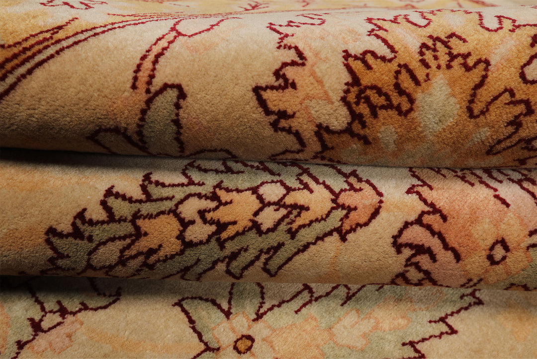 9x12 Beige, Celadon, Blush Color Hand Knotted Oushak New Zealand Wool Traditional Oriental Rug