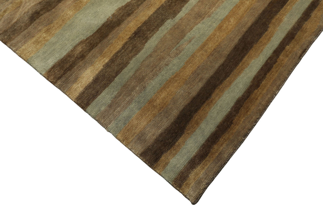 9x12 Taupe, Brown, Mint Color Hand Knotted Tibetan Wool Modern &amp; Contemporary Oriental Rug