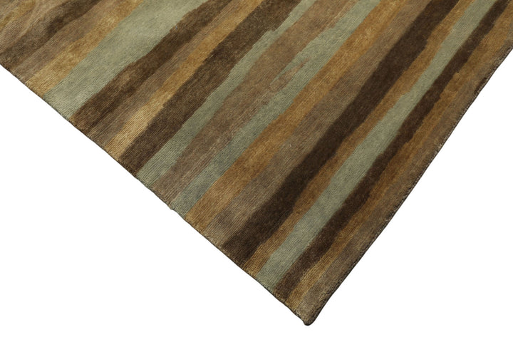9x12 Taupe, Brown, Mint Color Hand Knotted Tibetan Wool Modern &amp; Contemporary Oriental Rug