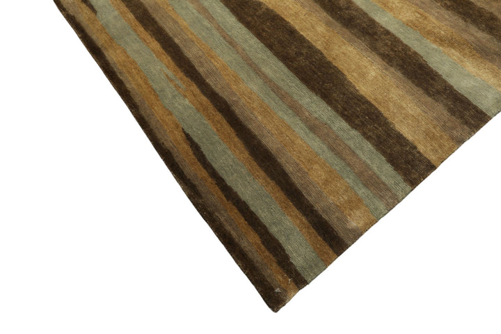 9x12 Taupe, Brown, Mint Color Hand Knotted Tibetan Wool Modern &amp; Contemporary Oriental Rug