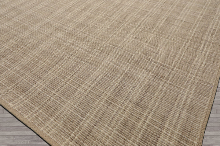 Multi Size Beige Ivory Taupe Color Hand Loomed Flatweave Wool Modern Oriental Rug