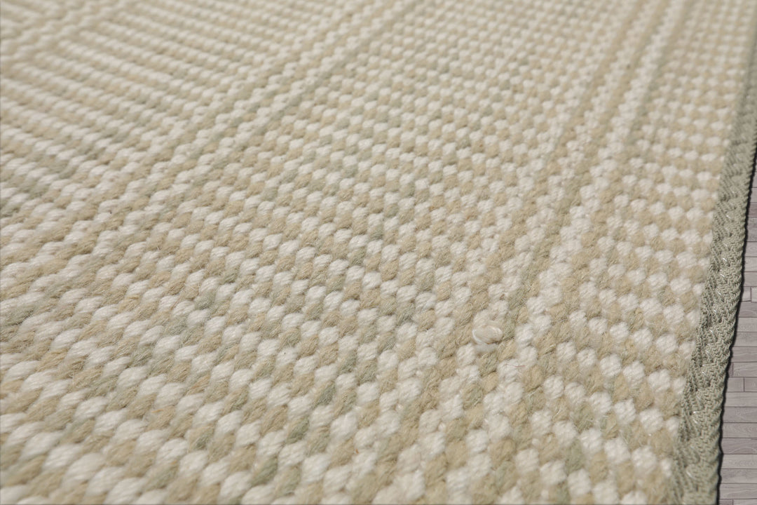 Multi Size Beige Sage Color Hand Loomed Flatweave Wool Modern Oriental Rug