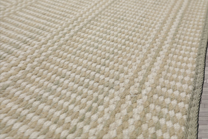 Multi Size Beige Sage Color Hand Loomed Flatweave Wool Modern Oriental Rug