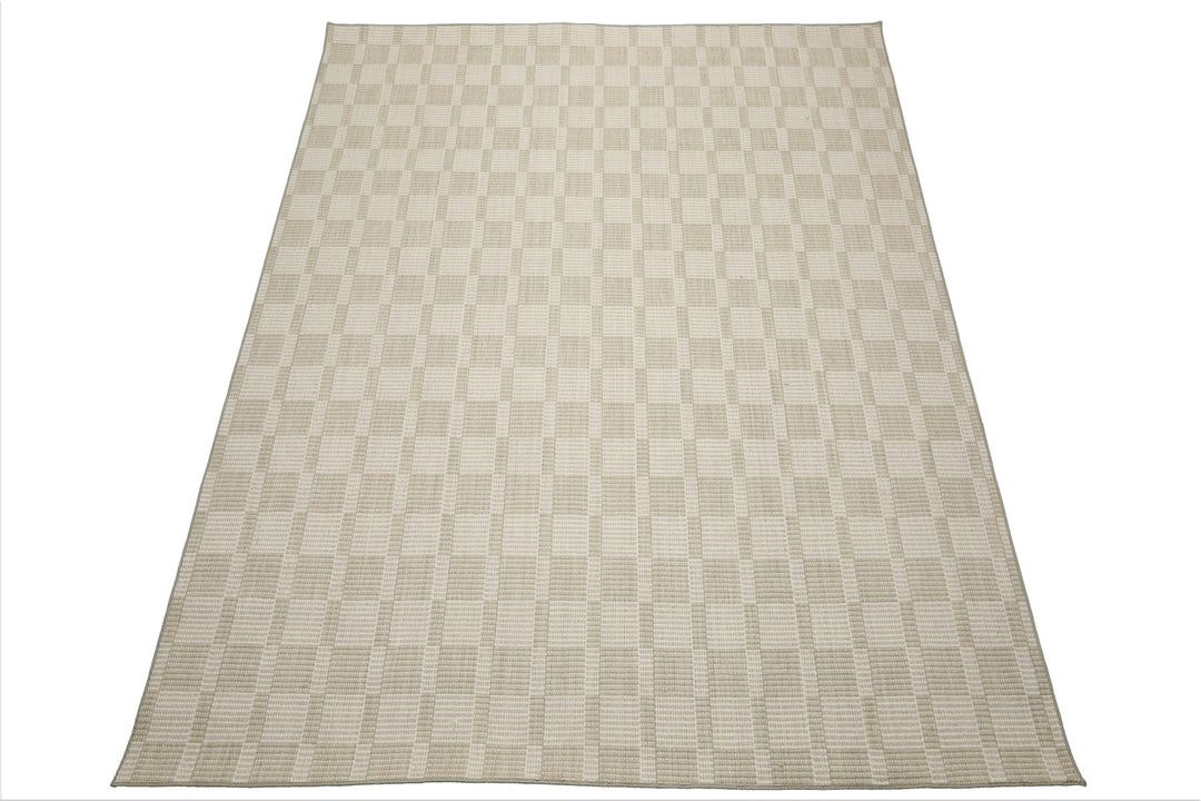Multi Size Green White Color Hand Loomed Flatweave Wool Modern Oriental Rug