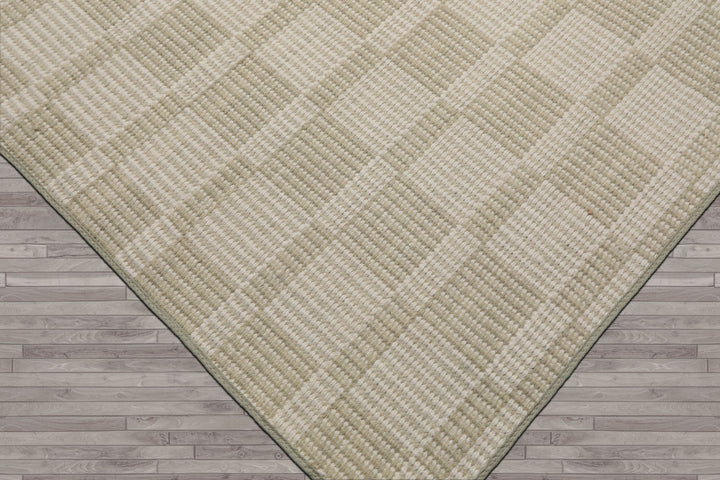 Multi Size Green White Color Hand Loomed Flatweave Wool Modern Oriental Rug