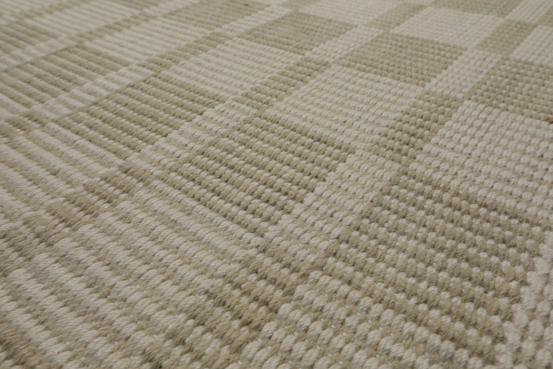 Multi Size Green White Color Hand Loomed Flatweave Wool Modern Oriental Rug