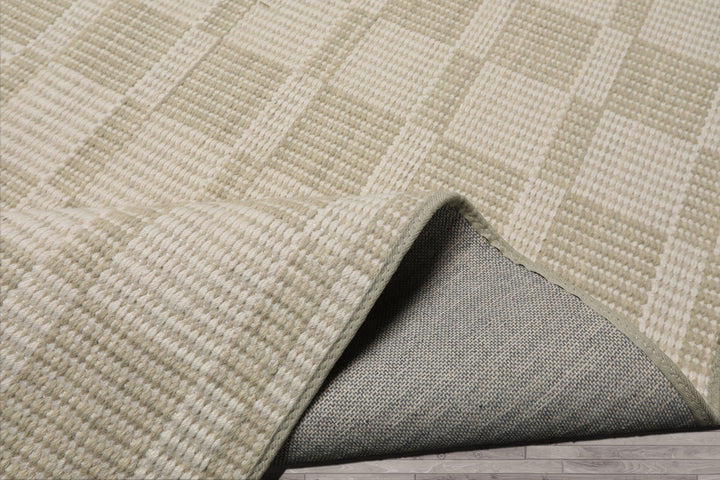 Multi Size Green White Color Hand Loomed Flatweave Wool Modern Oriental Rug