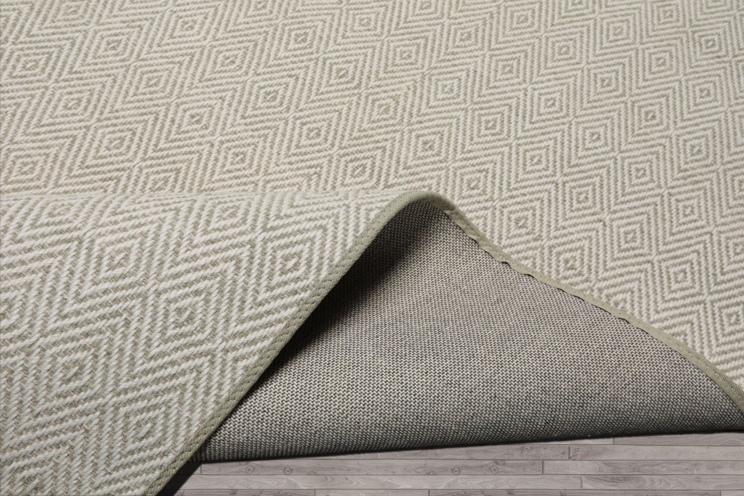 Multi Size White Sage Color Hand Loomed Flatweave Wool Modern Oriental Rug