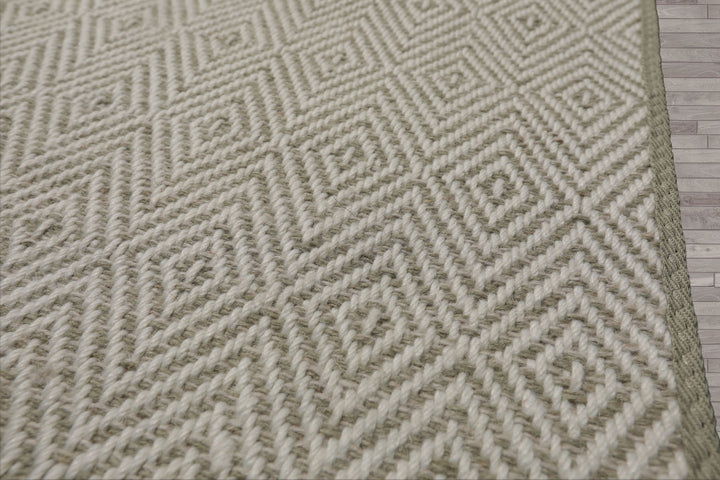 Multi Size White Sage Color Hand Loomed Flatweave Wool Modern Oriental Rug