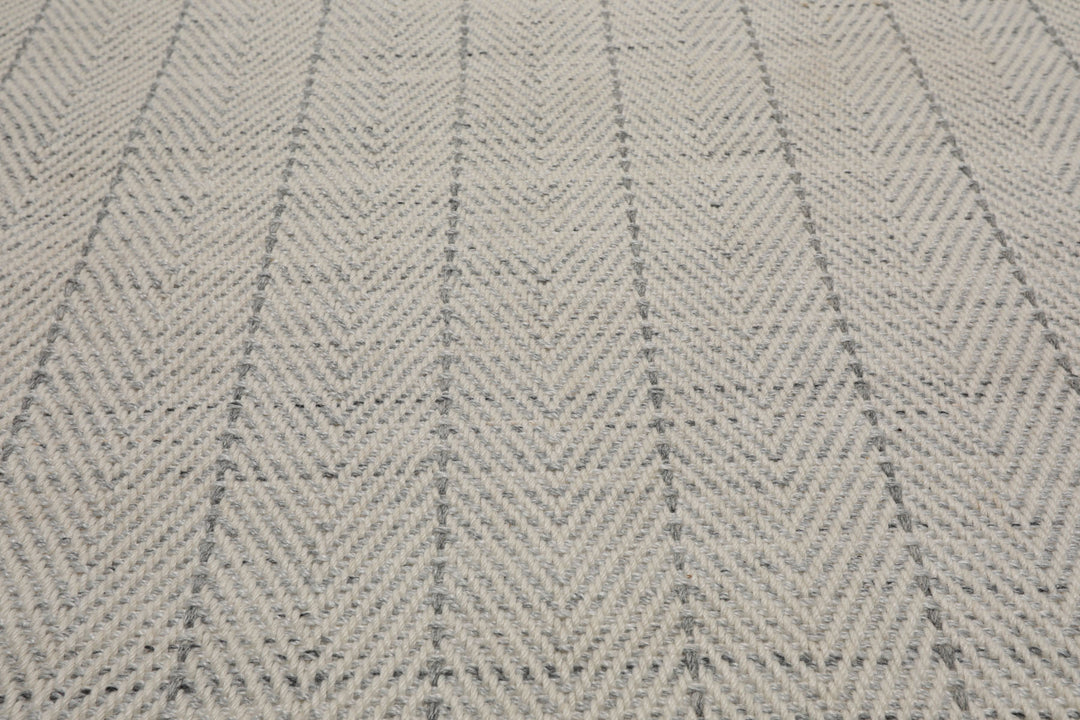 Multi Size Ivory  Gray Color Hand Loomed Flatweave Wool Contemporary Oriental Rug