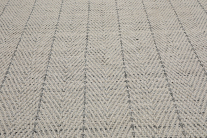 Multi Size Ivory  Gray Color Hand Loomed Flatweave Wool Contemporary Oriental Rug