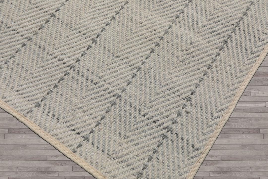Multi Size Ivory  Gray Color Hand Loomed Flatweave Wool Contemporary Oriental Rug