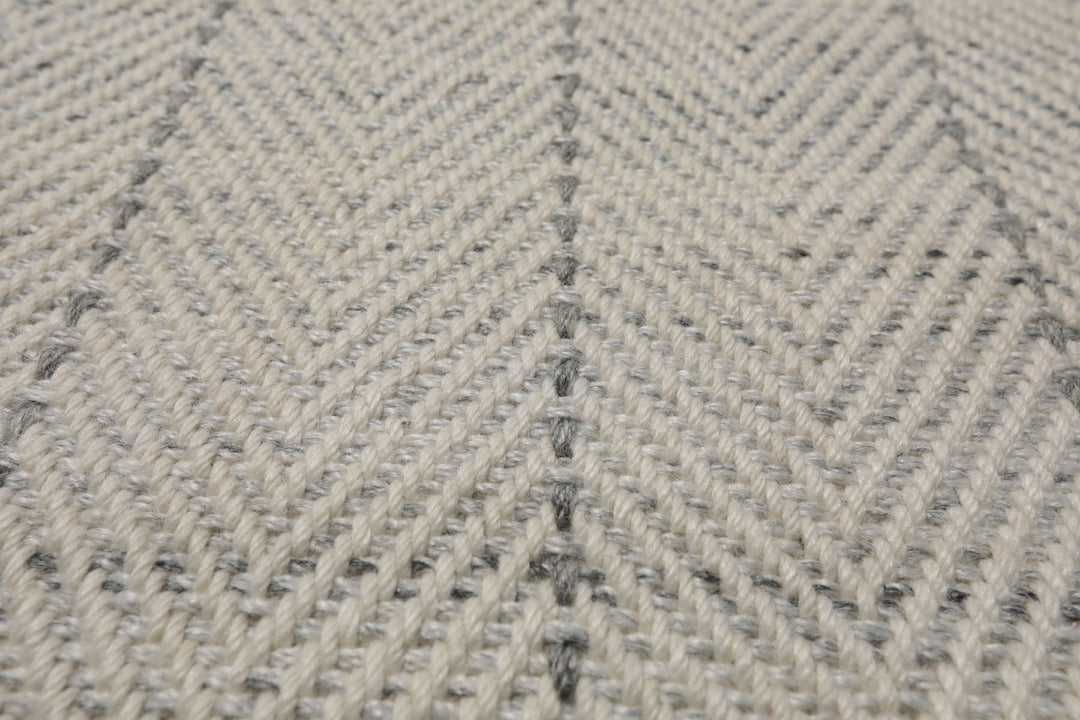 Multi Size Ivory  Gray Color Hand Loomed Flatweave Wool Contemporary Oriental Rug