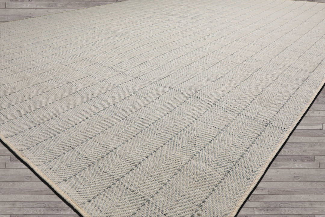 Multi Size Ivory  Gray Color Hand Loomed Flatweave Wool Contemporary Oriental Rug
