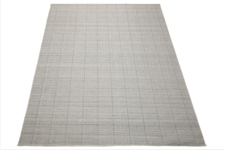 Multi Size Ivory  Gray Color Hand Loomed Flatweave Wool Geometric Oriental Rug