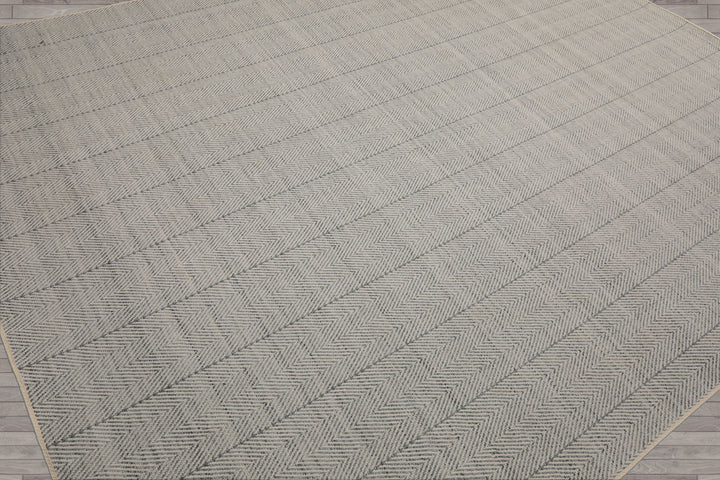 Multi Size Ivory  Gray Color Hand Loomed Flatweave Wool Geometric Oriental Rug