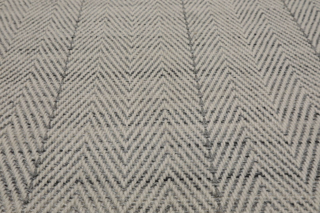 Multi Size Ivory  Gray Color Hand Loomed Flatweave Wool Geometric Oriental Rug