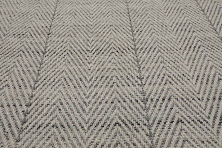 Multi Size Ivory  Gray Color Hand Loomed Flatweave Wool Geometric Oriental Rug