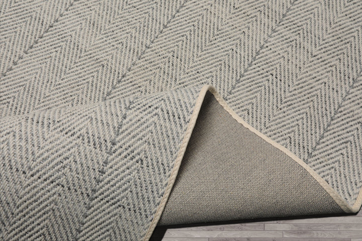 Multi Size Ivory  Gray Color Hand Loomed Flatweave Wool Geometric Oriental Rug