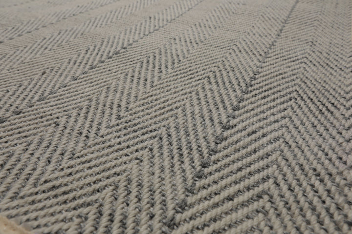 Multi Size Ivory  Gray Color Hand Loomed Flatweave Wool Geometric Oriental Rug