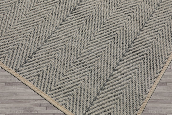 Multi Size Ivory  Gray Color Hand Loomed Flatweave Wool Geometric Oriental Rug