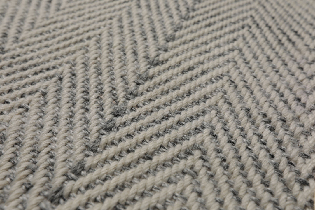 Multi Size Ivory  Gray Color Hand Loomed Flatweave Wool Geometric Oriental Rug