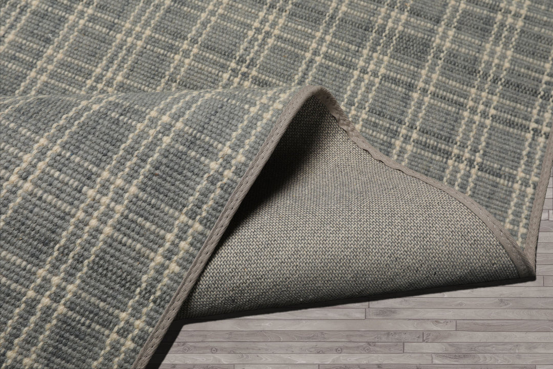 Multi Size Slate Ivory Color Hand Woven Flatweave Wool Modern Oriental Rug