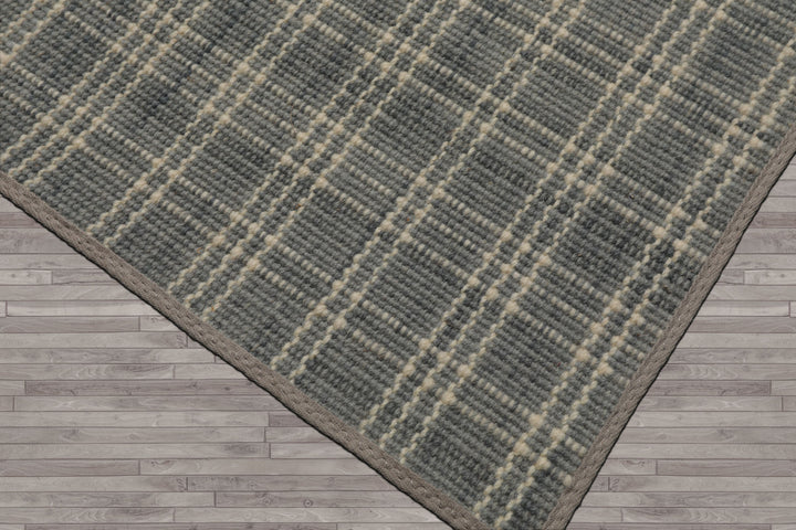 Multi Size Slate Ivory Color Hand Woven Flatweave Wool Modern Oriental Rug