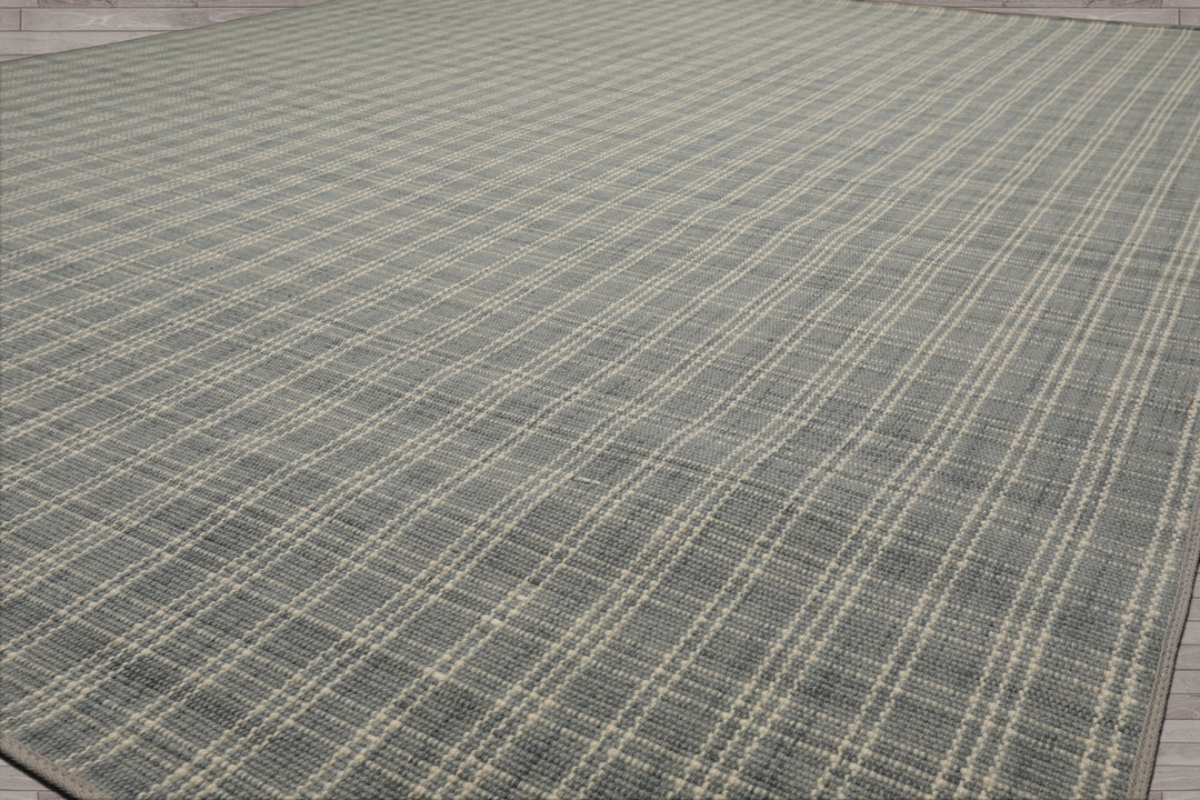 Multi Size Slate Ivory Color Hand Woven Flatweave Wool Modern Oriental Rug