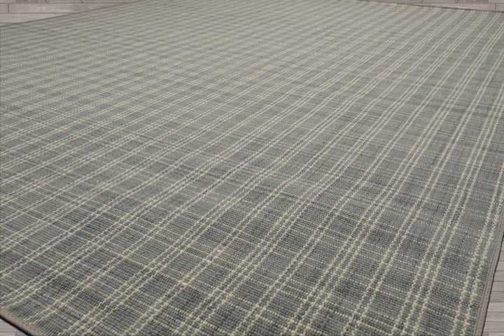 Multi Size Slate Ivory Color Hand Woven Flatweave Wool Modern Oriental Rug