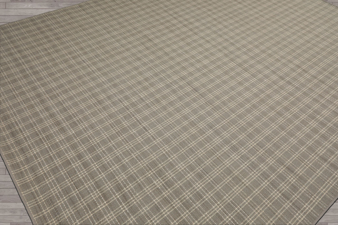 Multi Size Gray Ivory Color Hand Woven Flatweave Wool Modern Oriental Rug