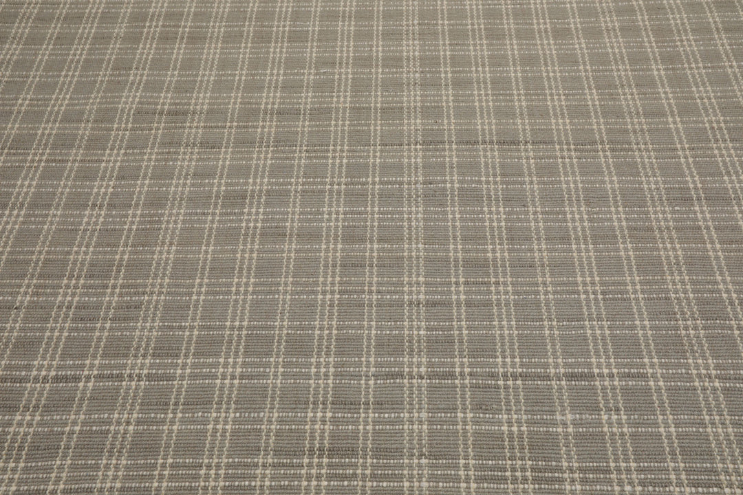 Multi Size Gray Ivory Color Hand Woven Flatweave Wool Modern Oriental Rug