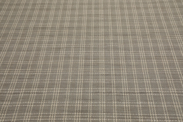 Multi Size Gray Ivory Color Hand Woven Flatweave Wool Modern Oriental Rug