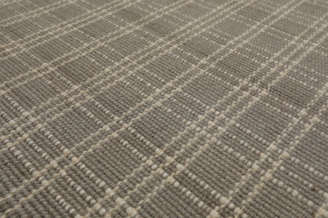 Multi Size Gray Ivory Color Hand Woven Flatweave Wool Modern Oriental Rug
