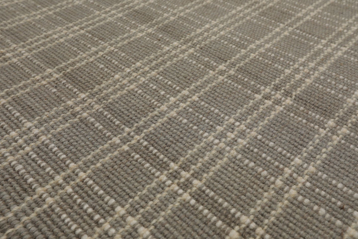 Multi Size Gray Ivory Color Hand Woven Flatweave Wool Modern Oriental Rug