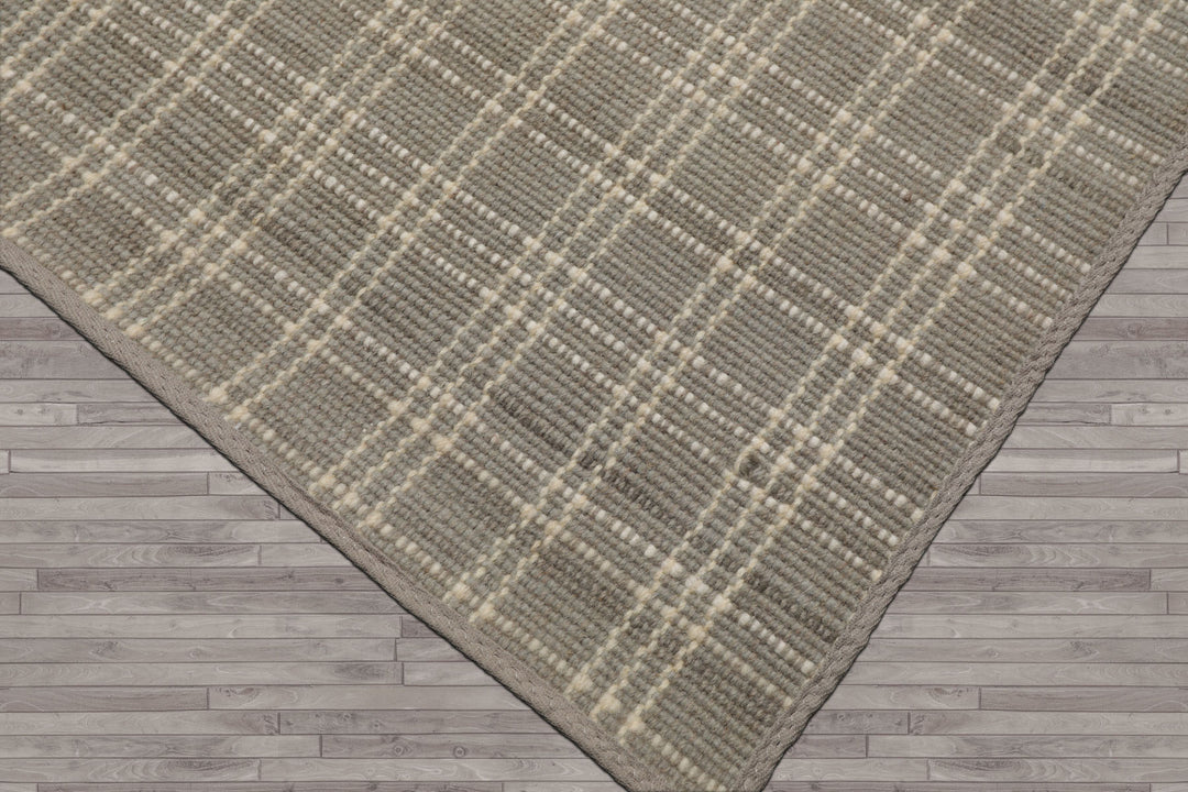 Multi Size Gray Ivory Color Hand Woven Flatweave Wool Modern Oriental Rug