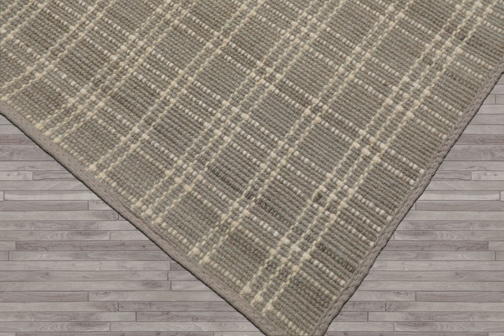 Multi Size Gray Ivory Color Hand Woven Flatweave Wool Modern Oriental Rug