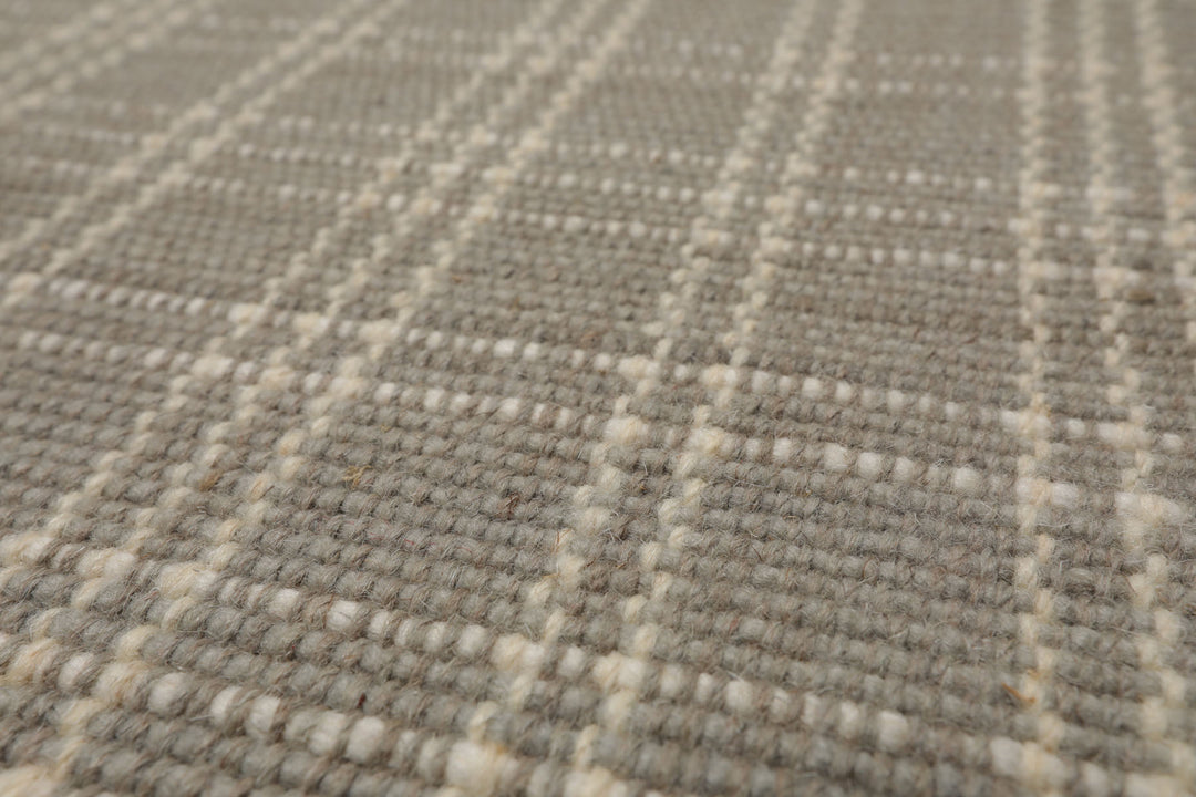 Multi Size Gray Ivory Color Hand Woven Flatweave Wool Modern Oriental Rug
