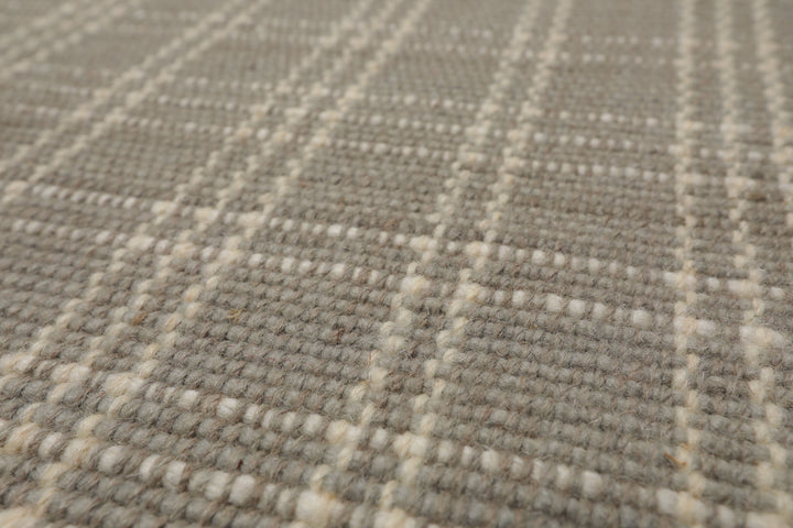 Multi Size Gray Ivory Color Hand Woven Flatweave Wool Modern Oriental Rug