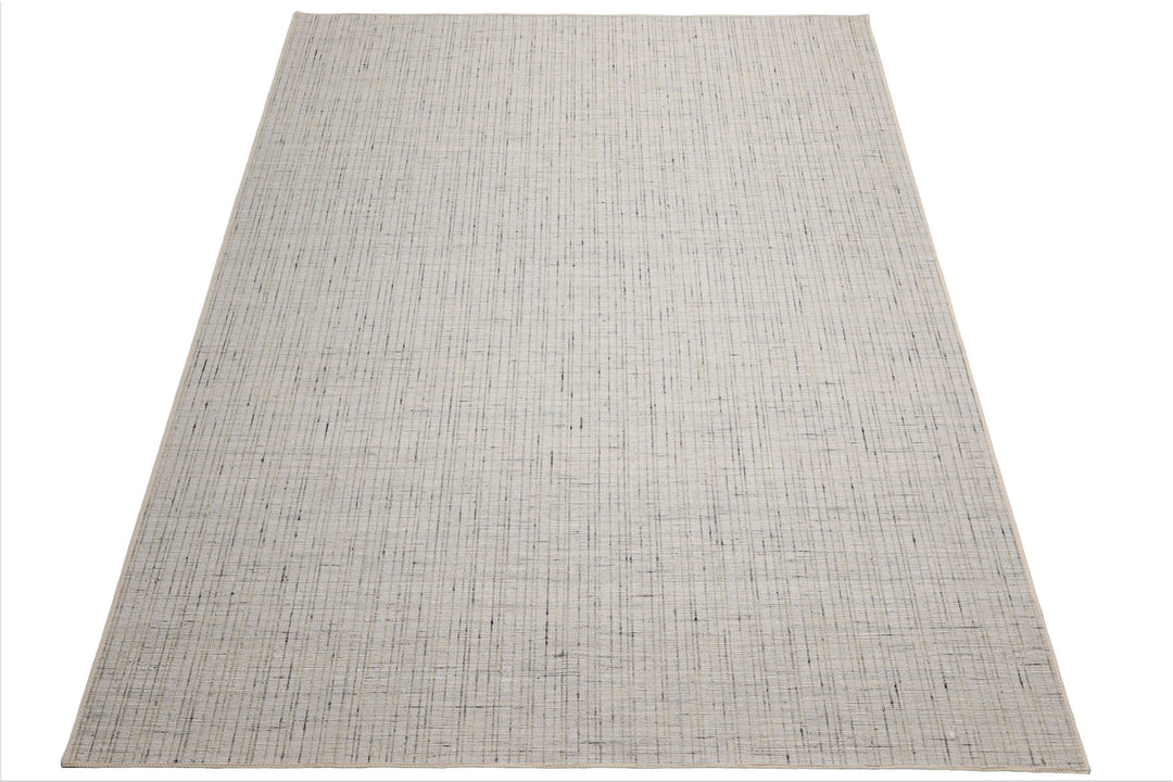 Multi Size Ivory  Gray Beige Color Hand Loomed Flatweave Wool and Polyster Modern Oriental Rug