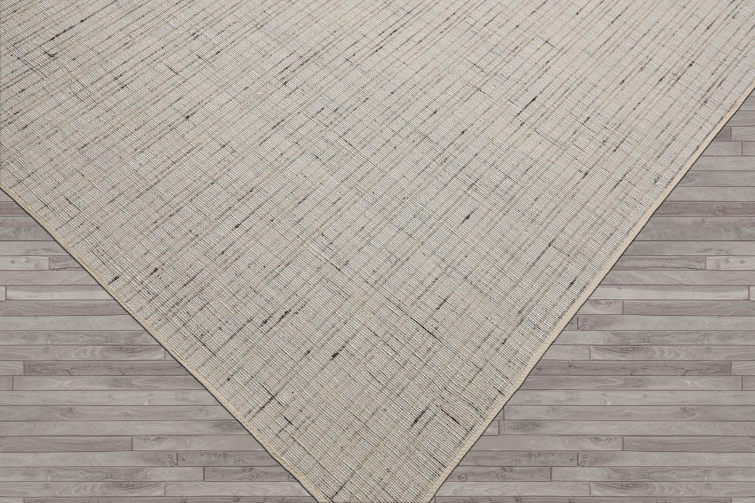 Multi Size Ivory  Gray Beige Color Hand Loomed Flatweave Wool and Polyster Modern Oriental Rug