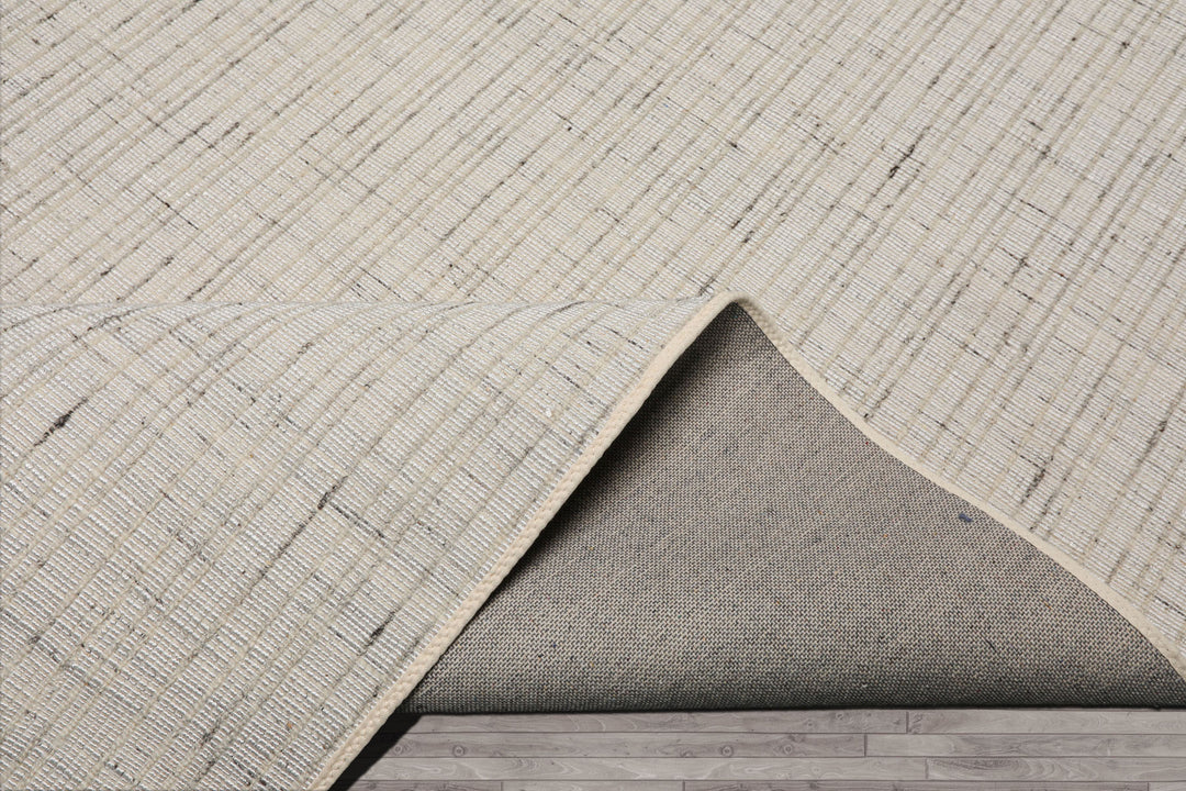 Multi Size Ivory  Gray Beige Color Hand Loomed Flatweave Wool and Polyster Modern Oriental Rug