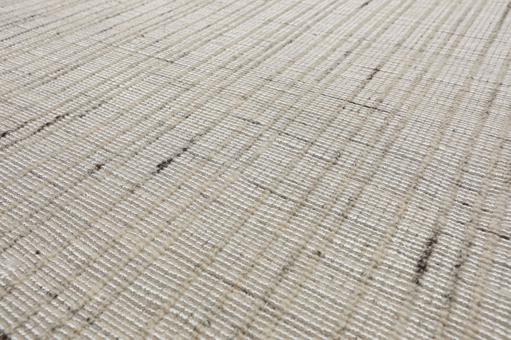 Multi Size Ivory  Gray Beige Color Hand Loomed Flatweave Wool and Polyster Modern Oriental Rug